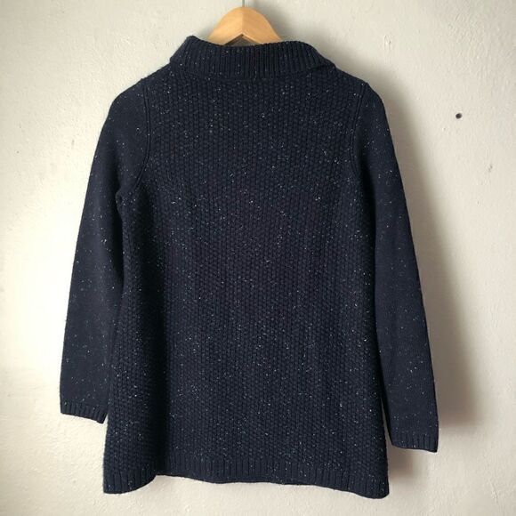 Talbots mock turtleneck dark blue sweater with button detail on the sides - Picture 10 of 10